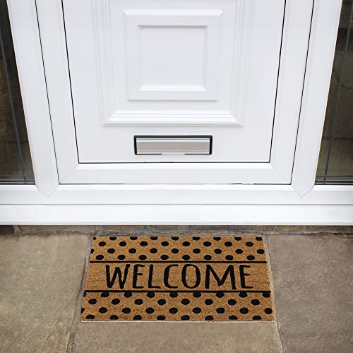 JVL Eco-Friendly Latex Backed Coir Door Mat, Welcome Spots, 40 x 60 cm Approx, 02-860