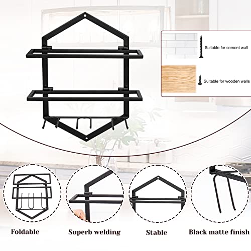 Giyiprpi Wall Mounted Wine Stemware Rack, Metal Hanging Wine Glass Display Holde Holds 3 Cups 2 Bottles, Elegant Storage for Kitchen Dining Room