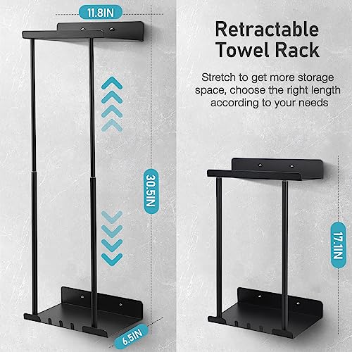 Hommtina Bathroom Towel Storage Black Towel Holder Bathroom Decor Aesthetic Towel Racks for Bathroom Bath Towel Storage for Rolled Towels Organiz