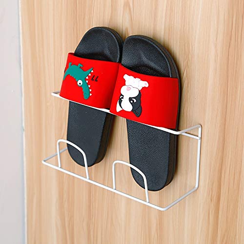 JYDQM Contracted Shoe Rack Creativity Iron Double Multi-purpose Save A Space Slipper Rack Household Sitting Rooms Wall Receives (Color : Wit)