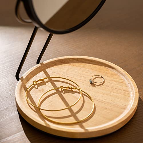 Navaris Cosmetic Mirror With Jewellery Tray - Table-Top Mirror For Makeup And Grooming - Double Sided With 2x Magnification - 29 x 17 x 17cm