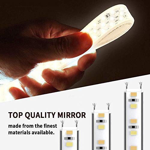 LED Lighted Bathroom Mirror, Touch Switch Control, Anti-Fog Function, IP44 Waterproof, Wall Mounted Backlit Lighted Makeup Vanity Mirror Over Cos