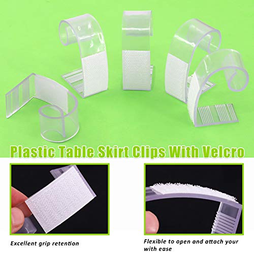 Keadic 30Pcs Table Skirting Clips with Vercro for Tablecloth Securing 1 Inch - 1 1/4 Inch, SMC Model Tablecloth Clips for Wedding Home Meeting Pa