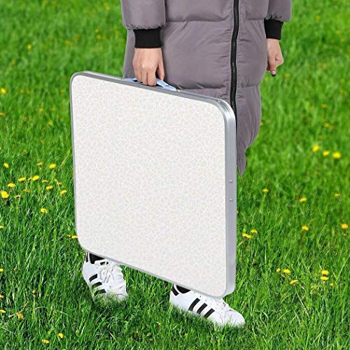 Folding Camping Table with Adjustable Height, 4ft x 2ft Aluminium Foldable Portable Picnic Table for Outdoor Indoor Kitchen Garden Party Compact