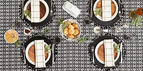DII Ikat Outdoor Tabletop Collection Water Resistant, All Weather, 60x84 w/Zipper, Black
