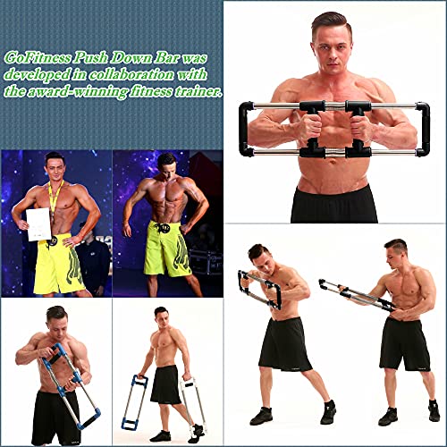 GOFITNESS Push Down Fitness Machine - Chest Expander at Home Workout Equipment, Arm Exerciser Portable Spring Resistance Exercise Gym Kit for Hom