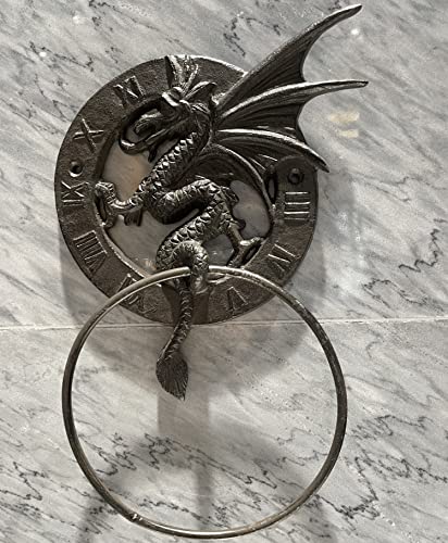 Konjouror Cast Iron Antique Dragon Towel Ring, Wall Mounted Medieval/Gothic Accessories for Bathroom