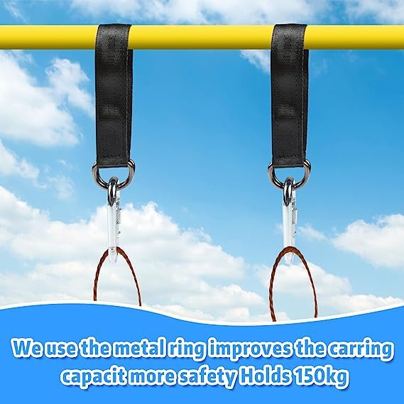 Qooloo Hanging Kit Straps, 4 pcs Swing Hanging Accessories, Swing Straps Hanging, Swing Attachment Hammock, Tree Swing Hanging with 4 D-Rings, Ho