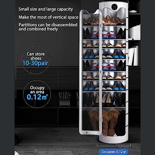 Rotating Shoe Rack Tower, Round 360° Rotating Shoe Rack Cabinet, Freestanding Closed Vertical Round Shoe Rack Storage for Home, Cabinet Shoe Clos