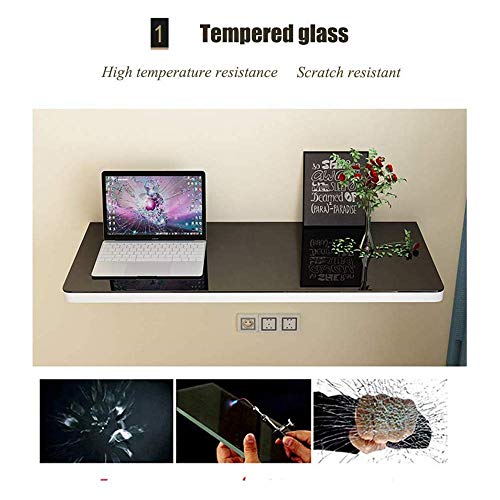 LEOSXA Tempered Glass Folding Wall Mounted Dining Table Space Saving Folding Convertible Desk OneColor-70 & times; 40cm