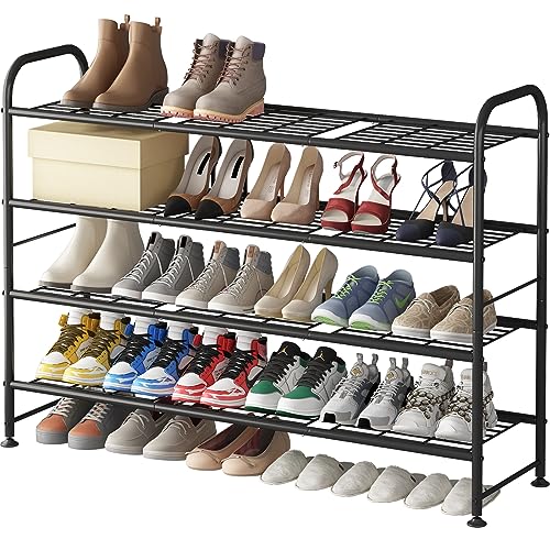 LINZINAR Shoe Rack 3 Tier Storage Organizer for Closet Entryway Metal Black