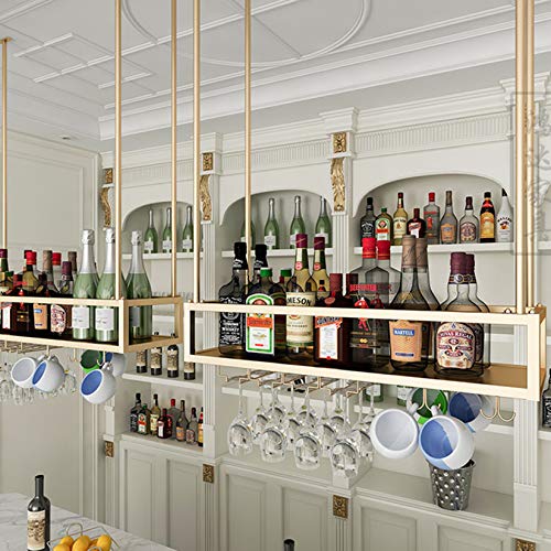 KEppd Wine Rack Wall Mounted - 3 Packs Wine Glass Holder, Ceiling Hanging Wine Bottle Holder, Simple Style Ceiling Decoration Shelf for Bars, Res