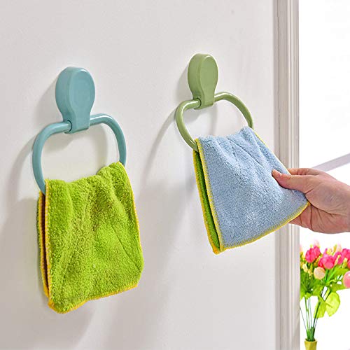 IKAAR Towel Holder Towel Ring Wall Mounted Bathroom Towel Holder Nail Free Self Adhesive Towel Holder Stick on Wall Hand Towel Holder Blue