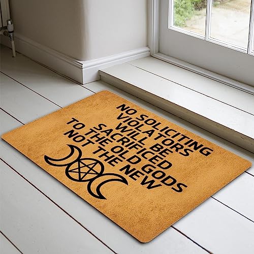 LuckyChu Funny Floor Mat Rug Non-Slip No Soliciting Violators Will Be Sacrificed to The Old Gods Not The New Entrance Indoor Outdoor Bathroom Kit