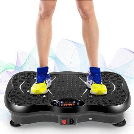 EVOLAND Vibration Plates, Vibration Fitness Exercise Machine for Home Use, with Bluetooth Speaker, 5 Program Modes, 2 Resistance Bands, Vibration