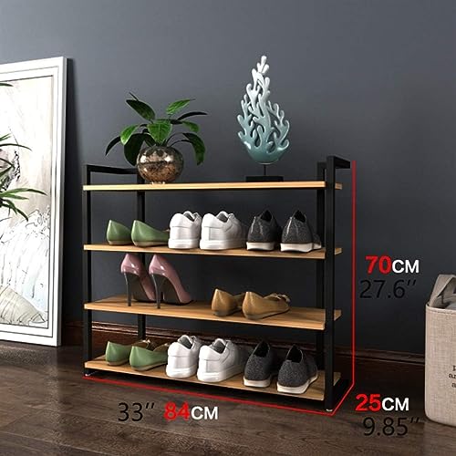 KRHINO Shoe Rack Simple Assembly 4 Tiers Board Shoe Rack With Handle Shoe Storage Cabinet Organizer For Home Shoes (Color : Schwarz)