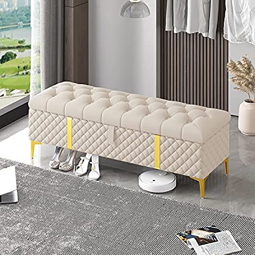 Storage Ottoman Bench,Luxurious Storage Bench End Of Bed Bench,Leather Upholstered Bench With Storage,Pink,80X40X45Cm(31X16X18Inch)
