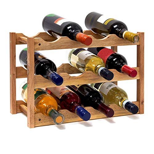 PIBM Fashion Creative Wine Rack Tabletop Wine Storage Rack, Countertop Display Wine Holder, Wine Bottle Organizer with Three Shelves for 12 Bottl