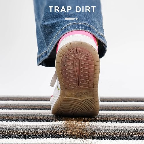 OOKSEN Outdoor Doormats, Waterproof Front Door Mat with Anti-Slip Backing for Entryway, Black Striped Welcome Door Mats Dirt Trapper for Outdoor