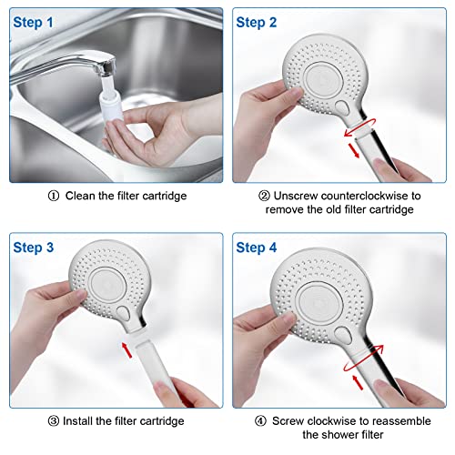 MEKO 2Pack 15 Layers Shower Filter Replacement Cartridge, Shower Head Filter for Hard Water, Reduces Chlorine, Fluoride, Heavy Metals and Harmful