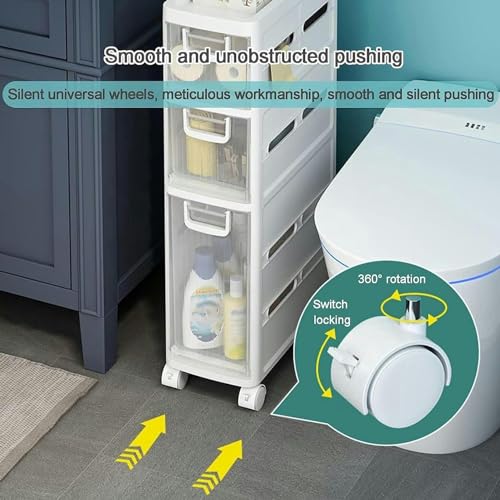 Shykey Small Bathroom Floor Cabinet Organizer, Large Capacity Side Toilet Cabinet, Slim Bathroom Storage Cabinet Free Standing Toilet Paper Holde