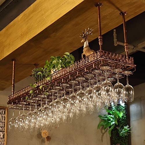 PIBM Industrial Vintage Wine Rack, Bar Floating Hanging Shelf, Retro Upside down Stemware Goblet Wine Glass Holder,Restaurant Tableware Bottle St