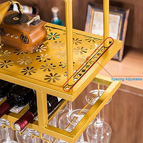 NEOCHY Wine Rack European Style Bottle Holder Red Wine Glass Holder Counter Bar Wall Mounted/Hanging Wine Glass Rack/Cup Holder Vintage Top/Vinta