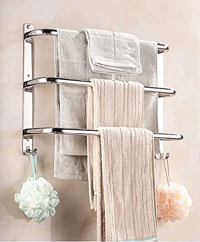 -Shelf,Towel Rack Silver Towel Storage Rack,Three-Bar Towel Rack in Bathroom,Wall-Mounted Stainless Steel Paint Towel Railng Waterproof Towel Hol