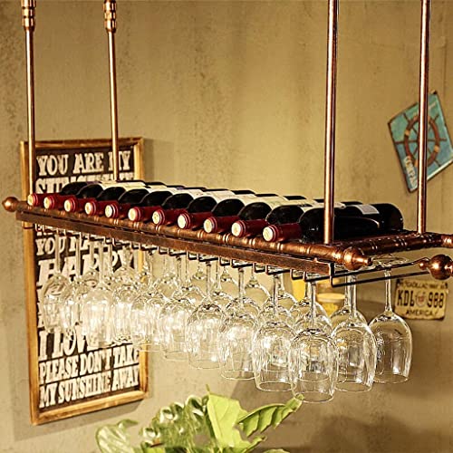 PIBM Assembly Wine Rack Wine Rack Wall Hanging Wine Cabinet Wall Shelf Wrought Iron Wood Bar Restaurant Wine Lattice Home Wine Rack J1030, Bronze