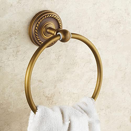 RAKUTE Antique Towel Ring, All Copper Towel Holder, European Round Towel Rack, Bathroom Towel Bar Bathroom Ring