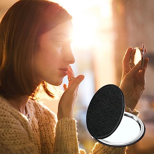 Compact Vanity for Men, Women and Girls, 1 PCS Compact Mirror, Makeup Mirror, Black Elegant Travel Cosmetic Mirrors Double-Sided Mirrors for Wome