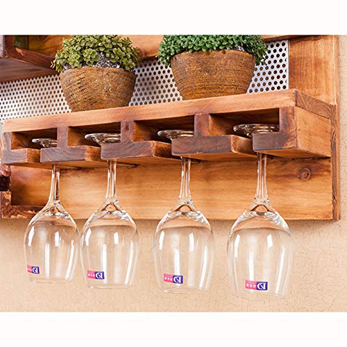 PIBM Solid Wood Wine Rack Wall-Mounted Dining Room Living Room Bar Shelf Stand High Glass Rack J1122