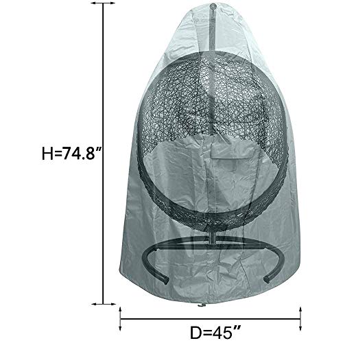 Namotu Waterproof Egg Hanging Chair Cover with Zipper, 115 * 190cm 210D Oxford Fabric Heavy Duty Veranda Patio Cocoon Chair Garden Protective Cov