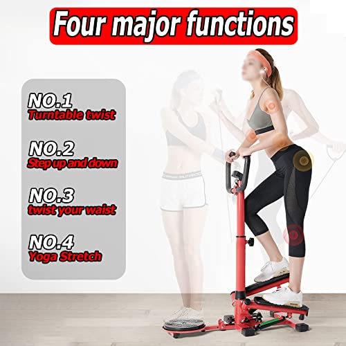 Load-Bearing 440LBS Stepper Walkout Multi-Function Fitness Step Machine Trainer Stair Stepper Machine with Handlebar, Twisting Machine, Resistanc