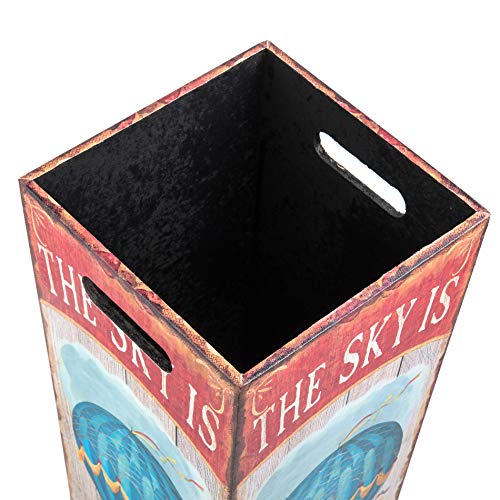 Rebecca Mobili Umbrella Rack Umbrella Holder Fabric Mdf White Red Vintage Style Entrance Home Office - 50 x 21 x 21 cm (H x W x D) - Art. RE4851