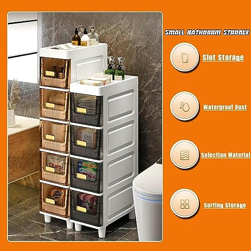Narrow Dresser Storage Tower Stand, Bathroom Storage Cabinet Organizer, Bathroom Floor Cabinet Storage Cabinet with Drawers, Drawer Storage Tower