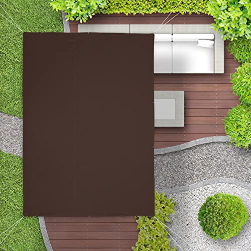 Relaxdays Rectangular Sun Shade Sail W x D: 3 x 4 m Water-Repellent UV Resistant with Guy Ropes Patio Balcony Brown