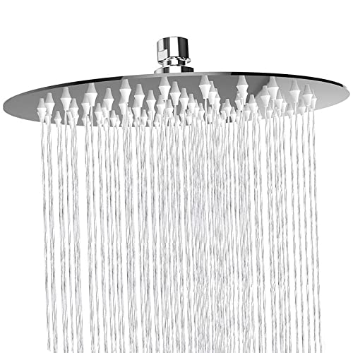 Rain Shower Head, Katezon High Pressure Rainfall Showerhead Stainless Steel, Bathroom Waterfall Shower Universal Wall Ceiling Mount (8'', Chrome)