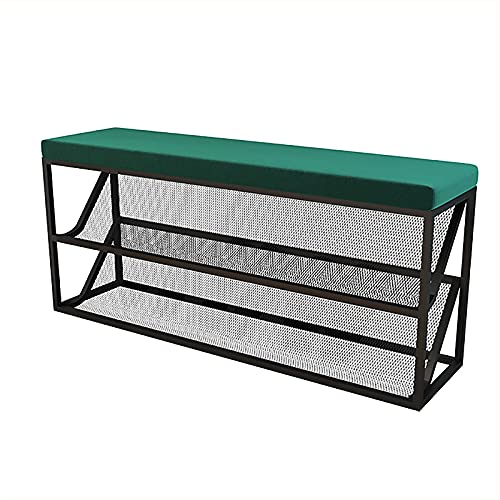 shoe storage bench ottoman Storage Benches Entry Shoe Bench With Comfy Cushion,③-Tier Metal Mesh Shoe Rack Bench Shoe Organizer,Modern Hallway Sh