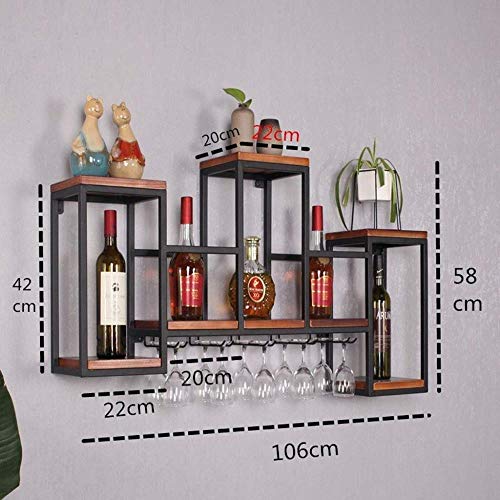 NEOCHY Wine Rack Modern Wall-Mounted Metal Household Modern Wall-Mounted Wine Bottle Hanging Goblet Rack Storage Rack Home Kitchen Decoration Dis
