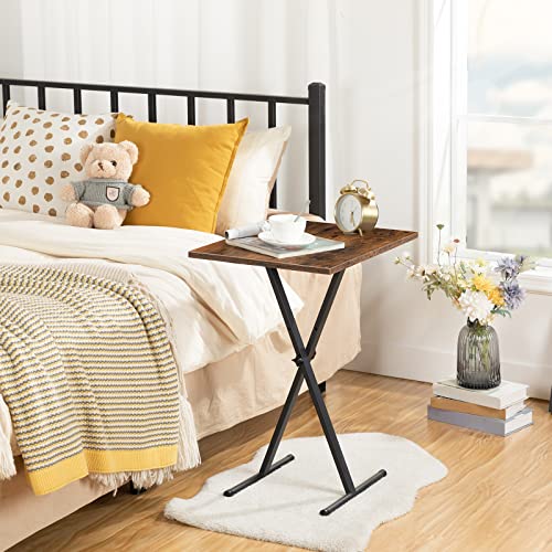 HOOBRO Side Table Height Adjustable, Folding TV Tray Table, TV Dinner Table for Eating, Small Folding Table, Foldable Coffee Snack Table for Smal