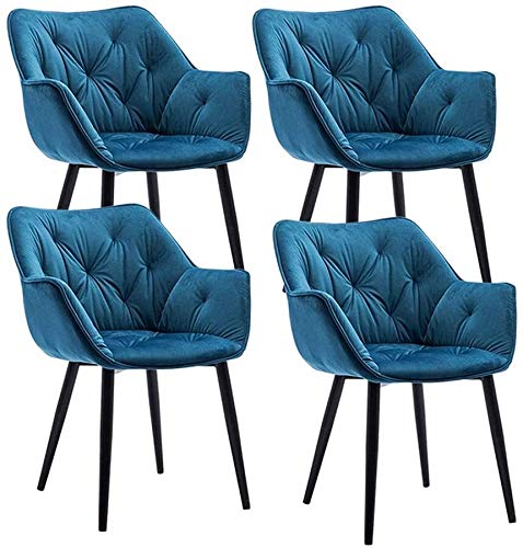 Modern Kitchen Dining Room Chairs Velvet Dining Chairs Set Of 4 Cozy Cushioned Seat Metal Non-Slip Feet Kitchen Chair Living Room Bedroom Makeup