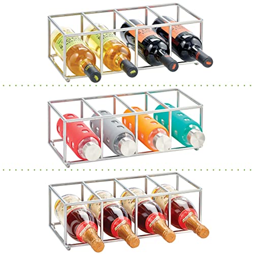 mDesign Stackable, Metal Geometric Free-Standing Water Bottle and Wine Rack Storage Organizer for Kitchen Countertops, Pantry, Fridge - Holds 8 B