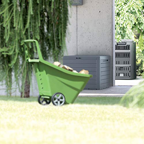 Prosperplast ZA1215 Garden Chest 190 Litres Woodebox Plastic in Anthracite 78 x 43.3 x 55 cm, Small