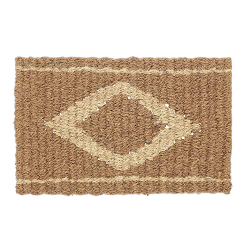Relaxdays Jute Doormat, 60x40 cm, Durable, Handwoven, Mat for Indoor & Outdoor Use, Diamond Pattern, Brown/Cream, Design F