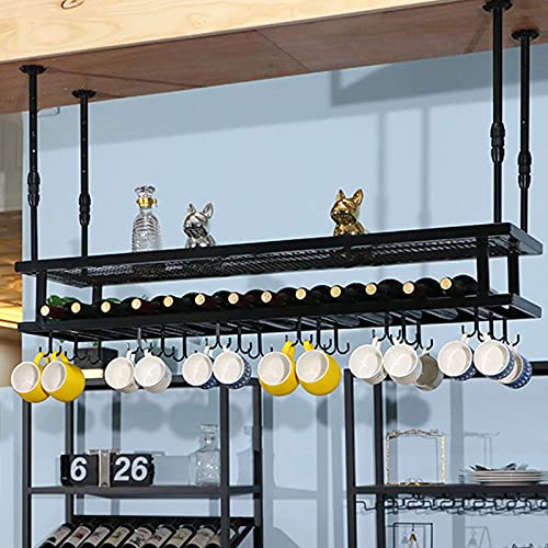 EMISOO Wine Rack Wall Mounted - Upside Down Wine Rack, Simple Style Metal Hanging Wine Glass Rack, Ceiling Decoration Rack, Suitable for Bars, Re