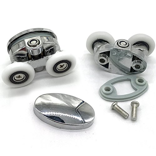 Set of 4 New Oval Butterfly Twin Wheel 23mm Shower Door Rollers (Diameter 23mm2top2bottom) (23mm Distance :27mm)