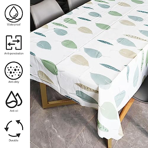 HXMJIED Rectangular Wipeable Table Cloth, 137x180cm Leaves Pattern Tablecoths PVC Wipe Clean Table Cloth Waterproof Stain-proof Square Tabletop P