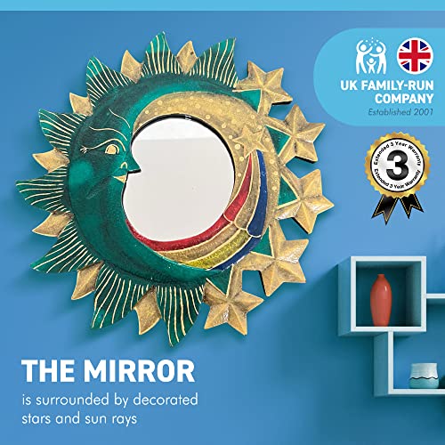 Thorness Large wooden CELESTIAL wall hanging DECORATIVE MIRROR | Wall Decoration Hallway Mirror for Bedroom Living Room Bathroom Hallway | 38mm d