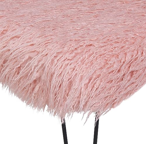 Pink Faux Sheepskin Dressing Table Stool Fur Glam Bedroom Bench Seat Chair